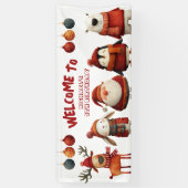 うれしそうなクリスマス動物フェスティバルキッズ誕生日歓迎 横断幕 (縦)