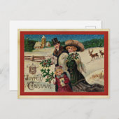 うれしそうなクリスマス、ヴィンテージイラストレーション。 ポストカード (正面/裏面)
