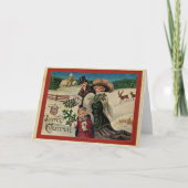 うれしそうなクリスマス、ヴィンテージ休日お祝い カード (正面)