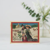 うれしそうなクリスマス、ヴィンテージ休日お祝い ポストカード (スタンド正面)