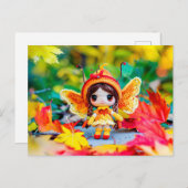 うれしそうなクロシェ紅葉 シーズンポストカード (正面/裏面)