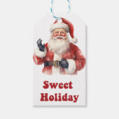 うれしそうなサンタの休日ラベル ギフトタグ (正面)