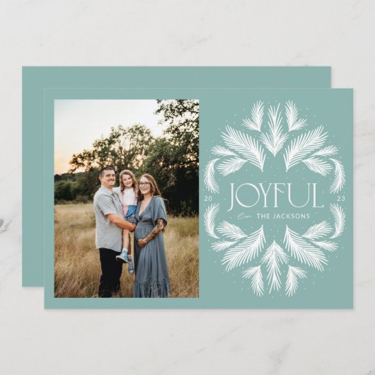 うれしそうなスプルースのフレームティール（緑がかった色） シーズンカード (正面/裏面)