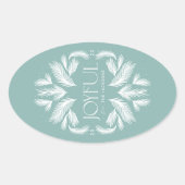 うれしそうなスプルースのフレームティール（緑がかった色） 楕円形シール (正面)