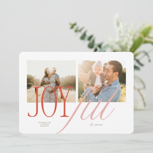 うれしそうなタイポグラフィクリスマスカード シーズンカード (スタンド正面)