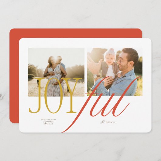 うれしそうなタイポグラフィクリスマスカード シーズンカード (正面/裏面)