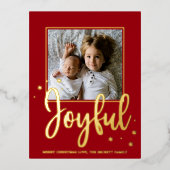 うれしそうなタイポグラフィスモダンクリプトフォトクリスマス 箔シーズンポストカード (正面)