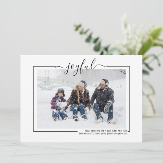 うれしそうなタイポグラフィフォトクリパーソナライズされたスマス シーズンカード (スタンド正面)