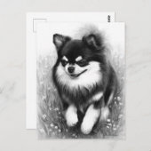 うれしそうなチワフアイン開花ハンド絵を描 ポストカード (正面/裏面)