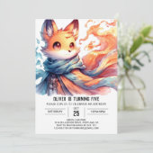 うれしそうなデジタルキツネ誕生日 招待状 (スタンド正面)