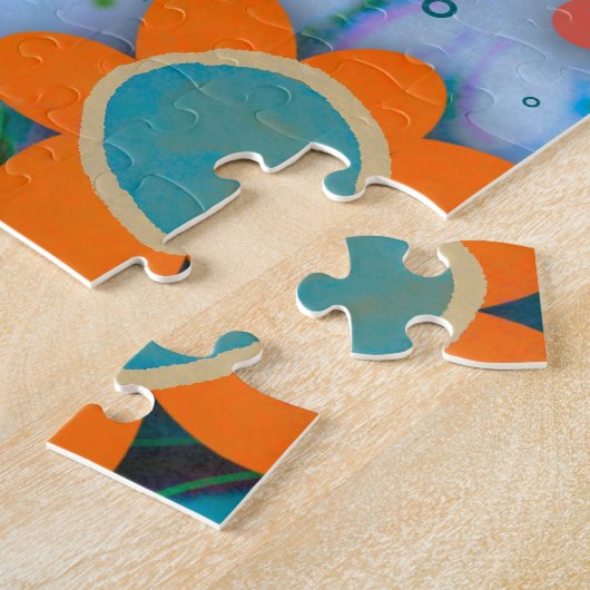 うれしそうなトレンディーホープハートフローラインスピレーション ジグソーパズル (側面)