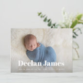 うれしそうなニュース |写真コラージュの誕生のお知らせ 案内状 (スタンド正面)