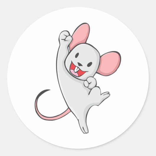 うれしそうなネズミ ラウンドシール (正面)