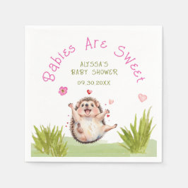 うれしそうなハリネズミの庭パーティー甘い赤ちゃんシャワー スタンダードカクテルナプキン