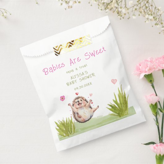 うれしそうなハリネズミの庭パーティー甘い赤ちゃんシャワー フェイバーバッグ (封をした状態)