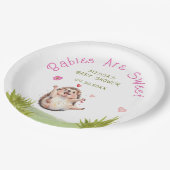 うれしそうなハリネズミの庭パーティー甘い赤ちゃんシャワー ペーパープレート (アングル)