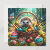 うれしそうなハリネズミの森の復活祭バスケット シーズンカード (正面)