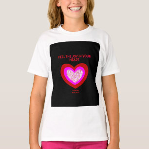 うれしそうなハートガールズホワイトベーシックTシャツ Tシャツ