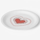 うれしそうなハートナプキン ペーパープレート (アングル)