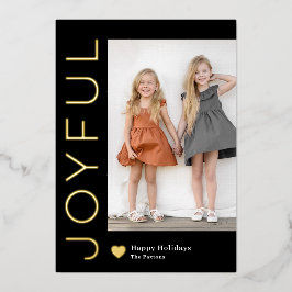 うれしそうなハートフォイルホリデーカード編集可能カラー 箔招待状