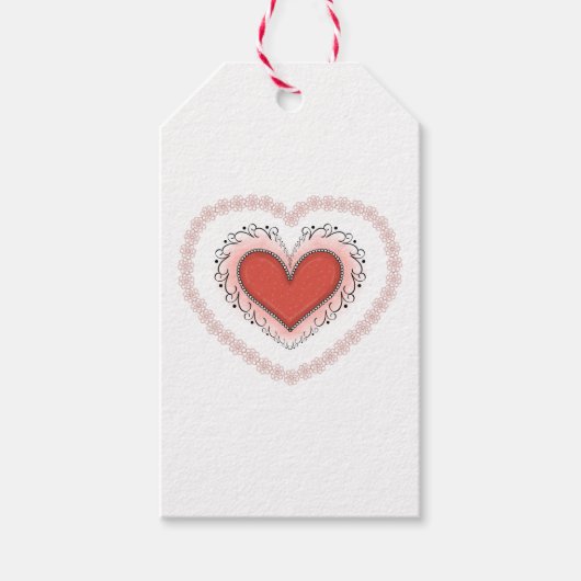 うれしそうなハートプレゼントラベル ギフトタグ (正面)