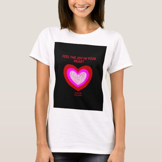 うれしそうなハート女子ホワイト基本Tシャツ Tシャツ (正面)