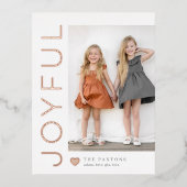 うれしそうなハート編集可能カラーフォイルホリデーハガキ 箔シーズンポストカード (正面)