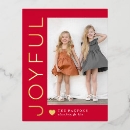 うれしそうなハート編集可能カラーフォイルホリデーハガキ 箔シーズンポストカード