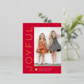 うれしそうなハート編集可能カラーフォイルホリデーハガキ 箔シーズンポストカード (立ち正面)