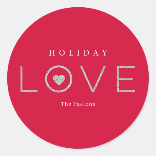 うれしそうなハート編集可能カラーホリデーステッカー ラウンドシール (正面)