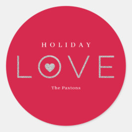 うれしそうなハート編集可能カラーホリデーステッカー ラウンドシール