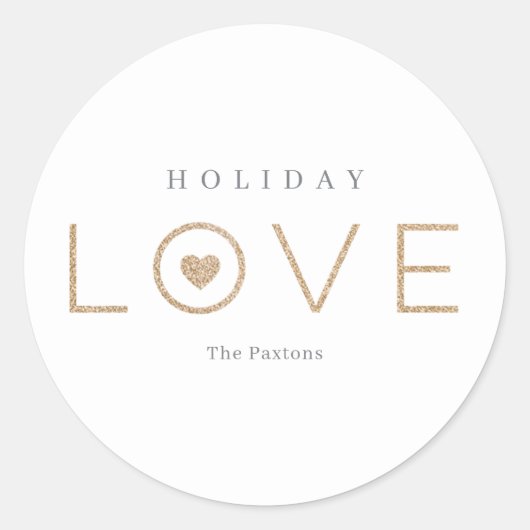 うれしそうなハート編集可能カラーホリデーステッカー ラウンドシール (正面)