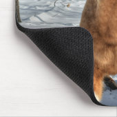 うれしそうなパロミノピントの馬と雪 マウスパッド (コーナー)