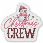 うれしそうなピンクの雪だるまシール シール (正面)