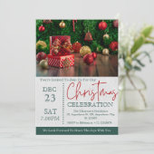 うれしそうなフェスティバルクリスマスお祝いホリデー 招待状 (スタンド正面)