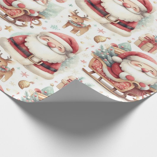 うれしそうなフェスティバルクリスマスラッピング紙 ラッピングペーパー (角)