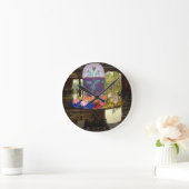 うれしそうなフェスティバルスプリングタイムイースターカラフルエッグアート ラウンド壁時計 (ホーム)