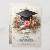 うれしそうなフローラ卒業パーティー招待状 招待状 (正面/裏面)