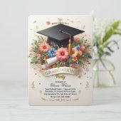うれしそうなフローラ卒業パーティー招待状 招待状 (スタンド正面)