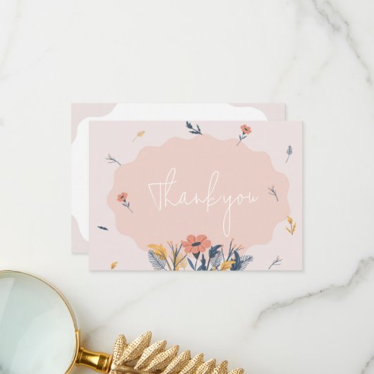 うれしそうなフローラ結婚式招待状サンキューカード サンキューカード (正面/裏面インサイチュ)