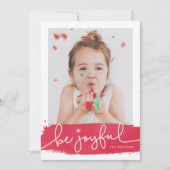 うれしそうなブラシストロークホリデーフォトカード シーズンカード (正面)