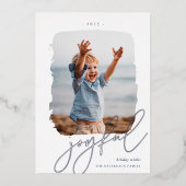 うれしそうなブラシ仕上げ署名 |フォトシルバー 箔シーズンカード (正面)