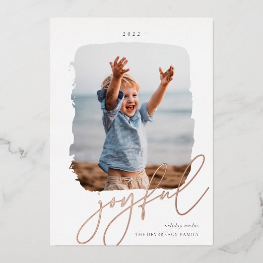 うれしそうなブラシ仕上げ署名 |フォトバラ金ゴールド 箔シーズンカード (正面)