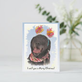 うれしそうなブラックラブラドールリトリエバークリスマスポストカード シーズンポストカード (スタンド正面)