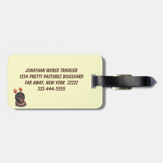 うれしそうなブラックラブラドールリトリエバードッグラゲージタグ ラゲッジタグ (裏面横)