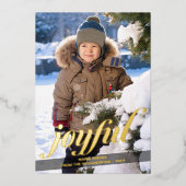 うれしそうなポートレートフォトレッドと金ゴールド 箔シーズンカード (正面)