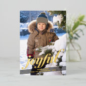 うれしそうなポートレートフォトレッドと金ゴールド 箔シーズンカード (立ち正面)