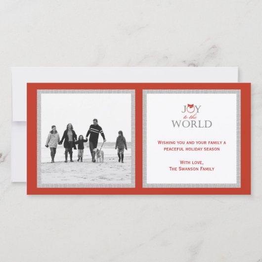 うれしそうなリースクリスマス/ホリデーフォトカード シーズンカード (正面)