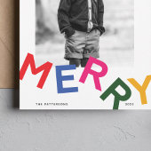 うれしそうなレタリングホリデーフォトカード シーズンカード