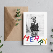 うれしそうなレタリングホリデーフォトカード シーズンカード